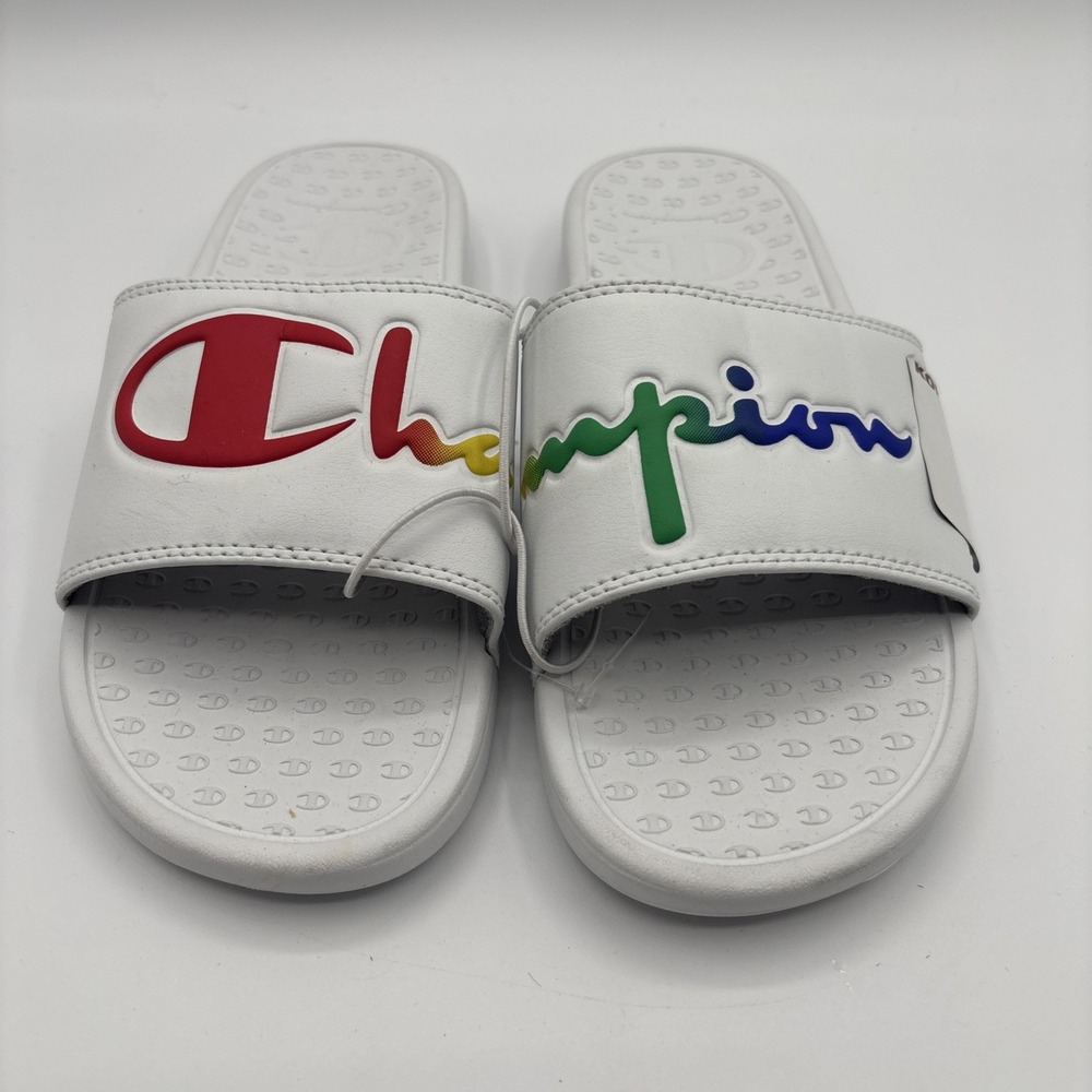 CHAMPION SUPER SLIDE SANDAL White Rainbow Women's Size 7W